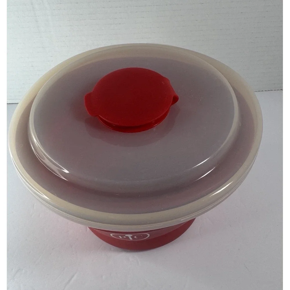 Pampered Chef Microwave Popcorn Maker (#1457) Red Silicone Bowl Collapsible